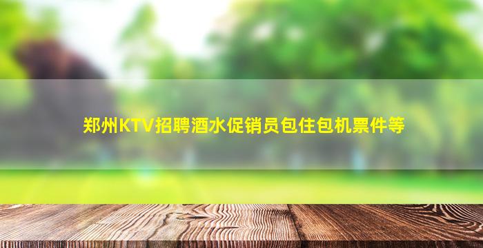 郑州KTV招聘酒水促销员包住包机票件等